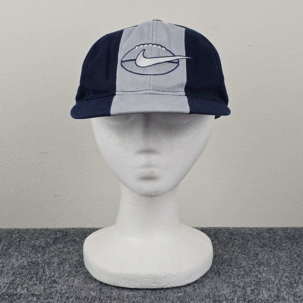 Nike Team Sports Navy Blue and Gray Snapback Football Cap Swoosh Logo VTG. 90s